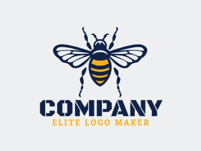 Ideal logo for different businesses in the shape of a bee, with creative design and symmetric style.