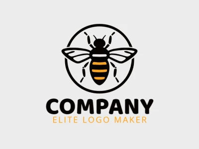 Customizable logo in the shape of a bee composed of an abstract style with black and dark yellow colors.