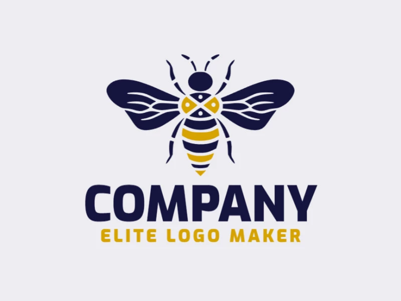 In a symmetrical design, this logo features a bee with bold black and vibrant yellow colors, symbolizing industry, productivity, and the harmony of nature.