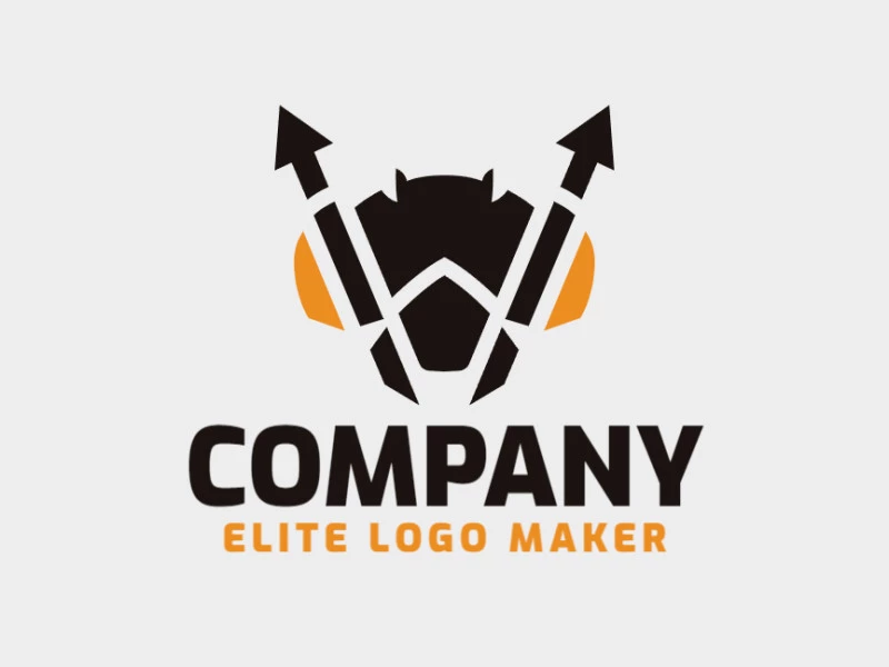 Modern logo in the shape of a bee head combined with arrows with professional design and symmetric style.