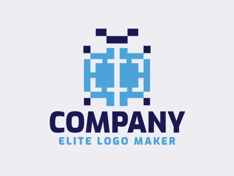 Logo Template in the shape of a beetle with abstract design and blue color.