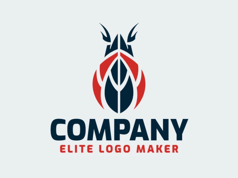 The logo features an abstract design of a beetle in blue and red colors, representing strength, resilience, and adaptability.