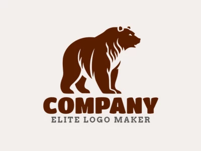 Professional logo in the shape of a big brown bear with a creative style, the color used was dark brown.