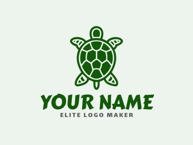 An abstract logo showcases a big green turtle, blending bold shapes with fluid lines to create a striking and imaginative design.