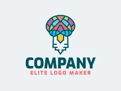 Creative logo with stylized design forming a bird with purple, orange, green, pink, and blue colors.