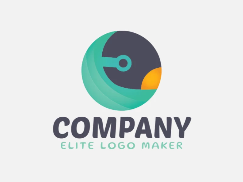 Stylized logo design in the shape of a bird composed of stylized shapes with black, green, and yellow colors.