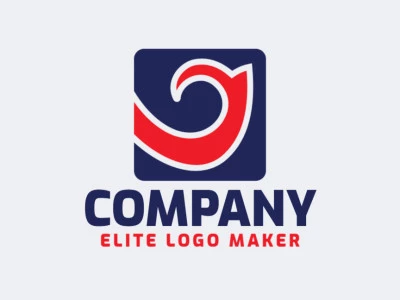 Logo Template for sale in the shape of a birdie, the colors used was blue and red.