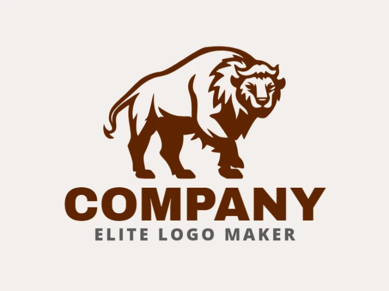 Vector logo in the shape of a bison with animal style and dark brown color.