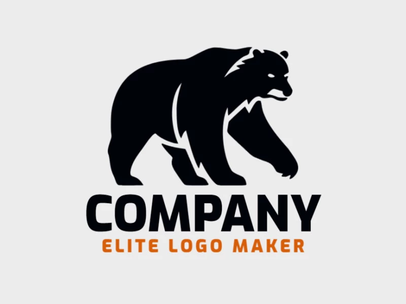 Create a vectorized logo showcasing a contemporary design of a black bear and minimalist style, with a touch of sophistication and black color.