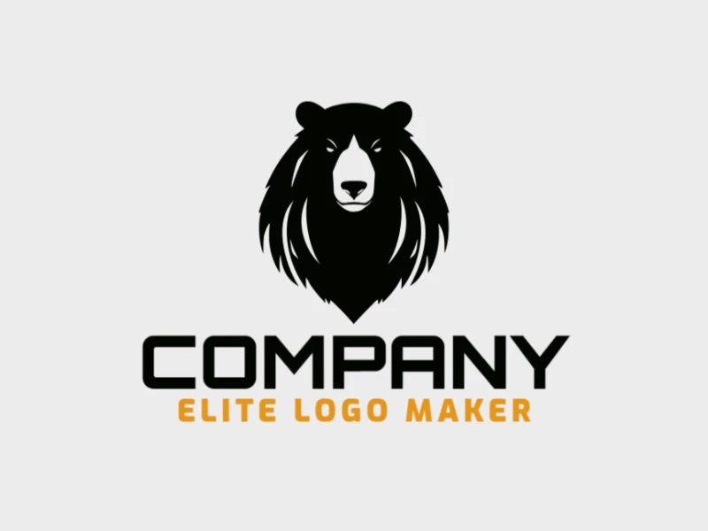 Minimalist logo with solid shapes forming a black bear with a refined design and black color.