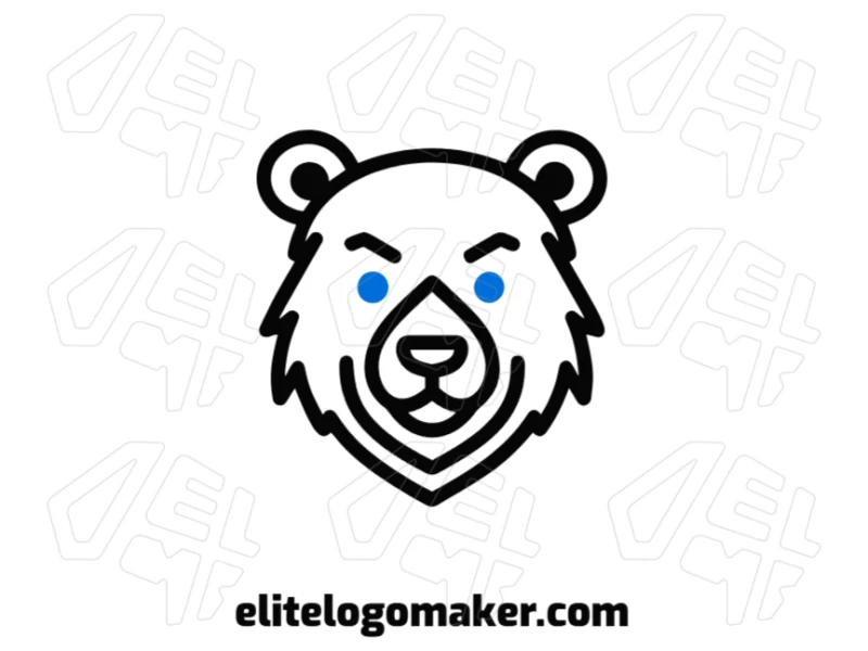 Black Bear Head With Customizable Design Creative Logo Template A beautiful black bear head with customizable design, crafted in an abstract style with dynamic and bold colors to create a striking visual impact.
