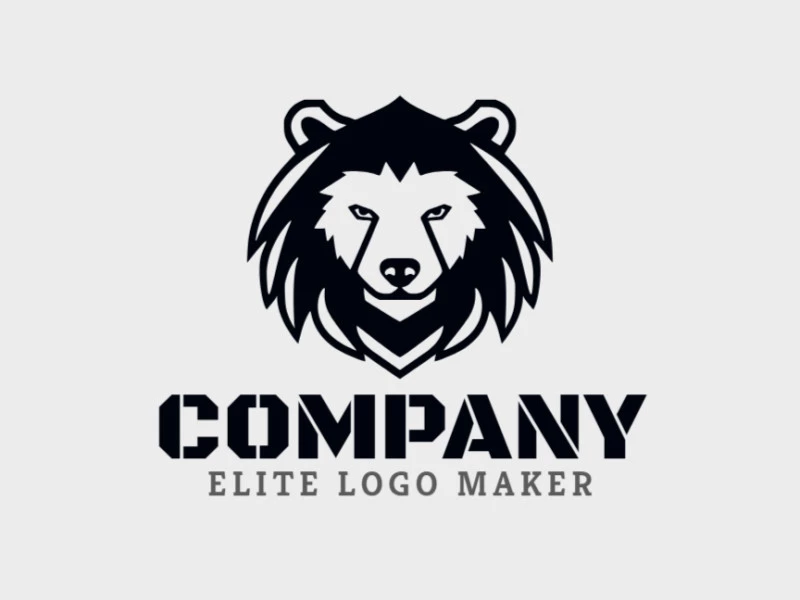 Logo template for sale in the shape of a black bear head, the color used was black.