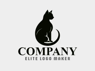 Professional logo in the shape of a black cat with a minimalist style.