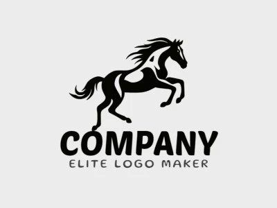 Create a vectorized logo showcasing a contemporary design of a black horse and abstract style, with a touch of sophistication and black color.