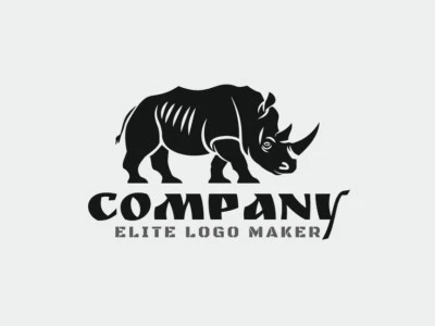 A striking logo design featuring a black rhino, perfect for brands aiming to convey strength and resilience.