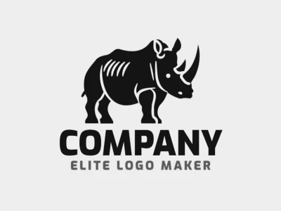 An attractive mascot logo featuring a bold black rhino, designed with strong shapes and dynamic details for a powerful and eye-catching appearance.