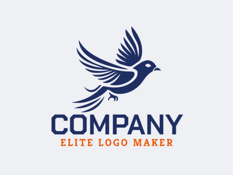 Template logo in the shape of a bluebird flying with abstract design and blue color.