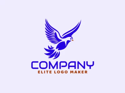 Create a vector logo for your company in the shape of a blue bird flying with a creative style, the color used was blue.