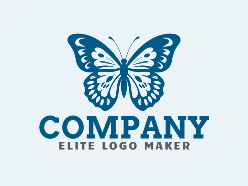 Memorable logo in the shape of a blue butterfly with symmetric style, and customizable colors.