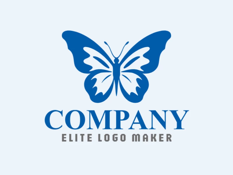 Professional logo in the shape of a blue butterfly with an minimalist style, the color used was blue.