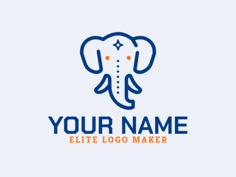 A beautiful and dynamic blue elephant head logo in an animal style, crafted for an impactful and memorable design.