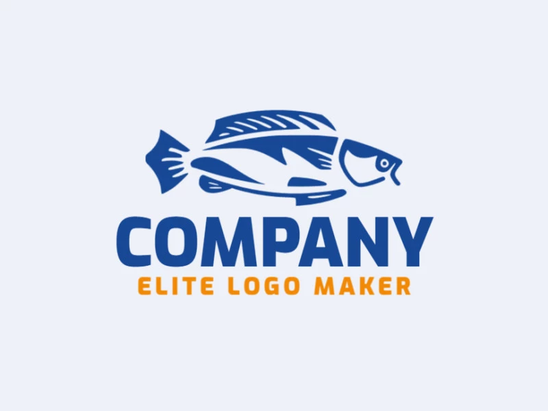 Customizable logo in the shape of a blue fish with creative design and abstract style.