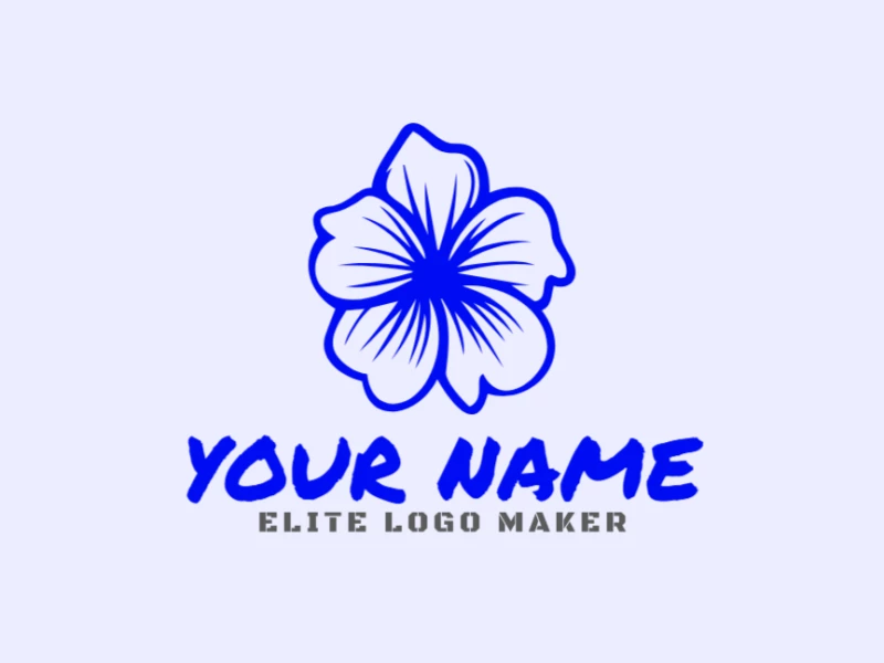 A refined abstract logo featuring a blue flower, designed with clean lines and balanced shapes for an elegant and professional appearance.