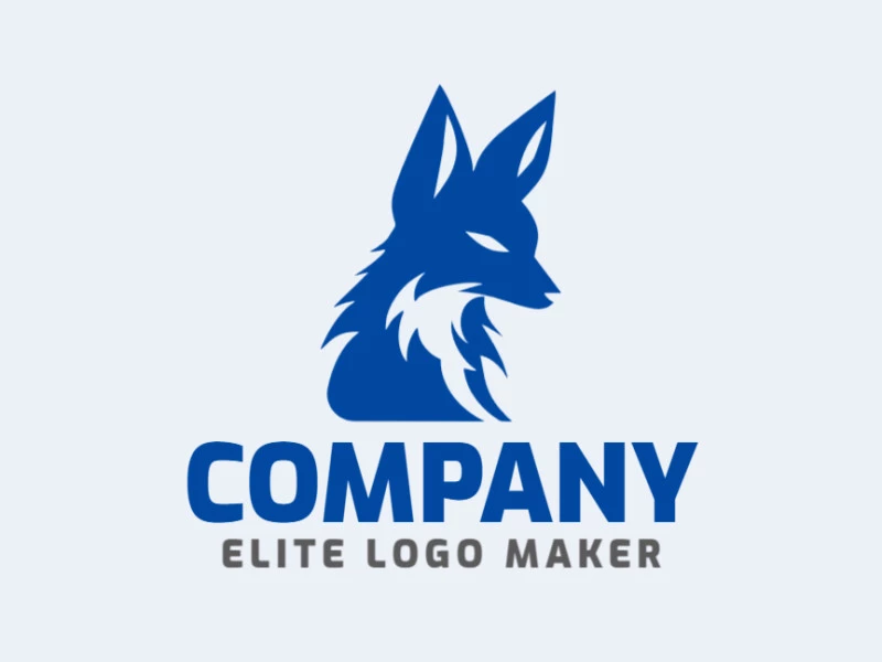 Prominent Logo in the shape of a blue Fox with differentiated design and simple style.