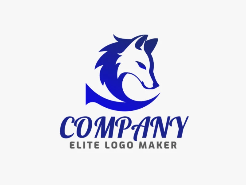 A sophisticated and suitable logo template featuring a blue Fox in gradient style.