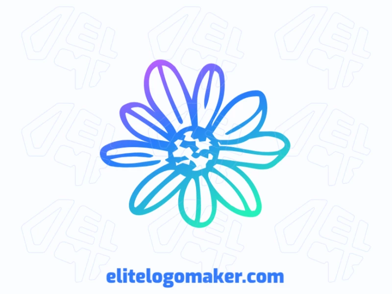 An abstract blue gradient flower design that is highly customizable to suit any creative project.