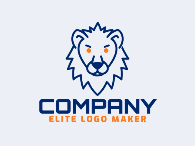 A prominent abstract logo featuring a blue lion head, designed with bold lines and dynamic shapes for a powerful and striking appearance.