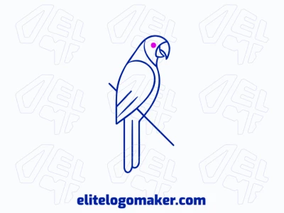 Blue Macaw logo with a simple drawing style, offering an attractive and appropriate design that perfectly captures the essence of nature and freedom.