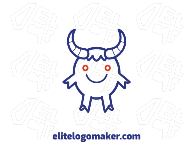 Blue Monster With Horns - Premium Logo Creator A creative blue monster with horns in an abstract style, designed to stand out and elevate your brand with a unique logo concept.