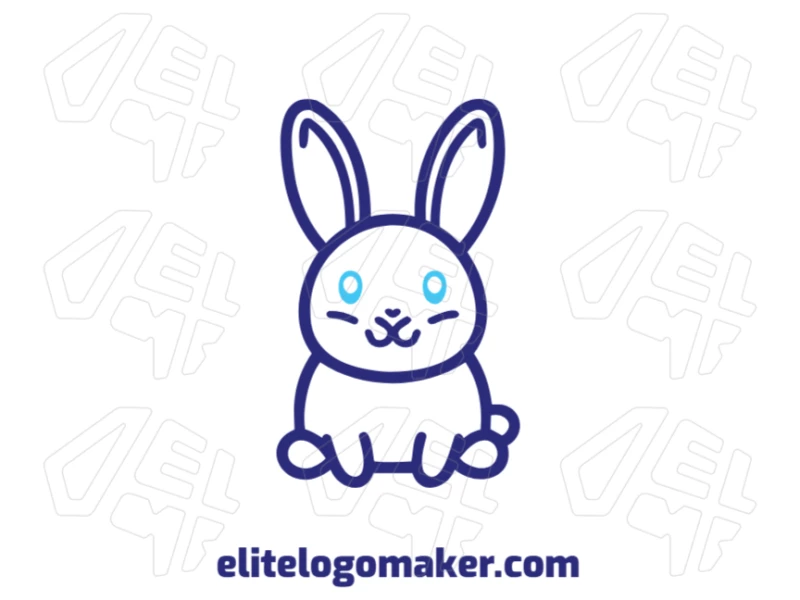Blue Rabbit With Monoline Design - Build Your Logo Online Cheap logo with simple style showing a blue rabbit in monoline design, a perfect choice for those seeking an affordable and clean logo design.