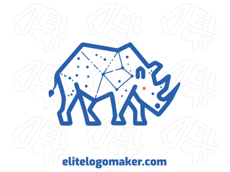 Blue Rhinoceros With Various Abstract Effects - Creative And Professional Logo A blue rhinoceros with various abstract effects, designed as a mascot with a powerful and bold appearance for a creative logo.