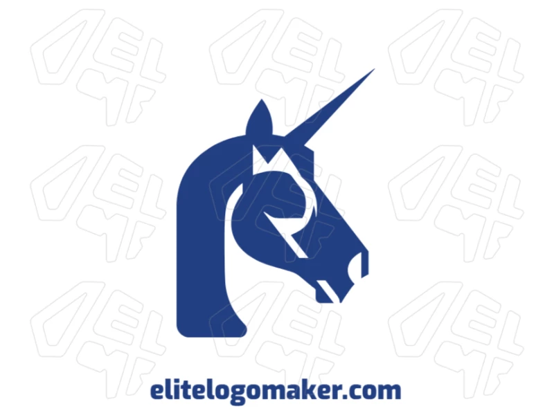 Blue Unicorn - Logo For Sale A minimalist blue unicorn logo designed with clean lines, perfect for a business brand looking for a modern and professional identity.