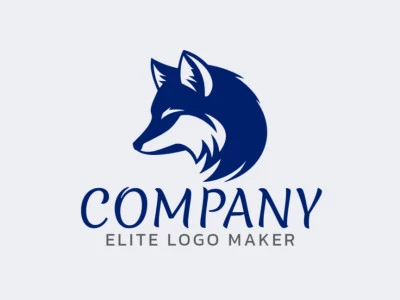 Ideal logo for different businesses in the shape of a blue Wolf with a simple style.