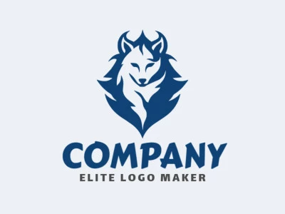 Abstract logo with solid shapes forming an wolf with a refined design and blue color.