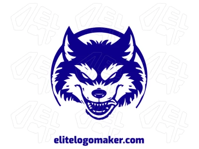 A creative logo featuring a blue wolf with a sophisticated design, crafted in an animal style to convey strength and elegance in a modern, striking way.