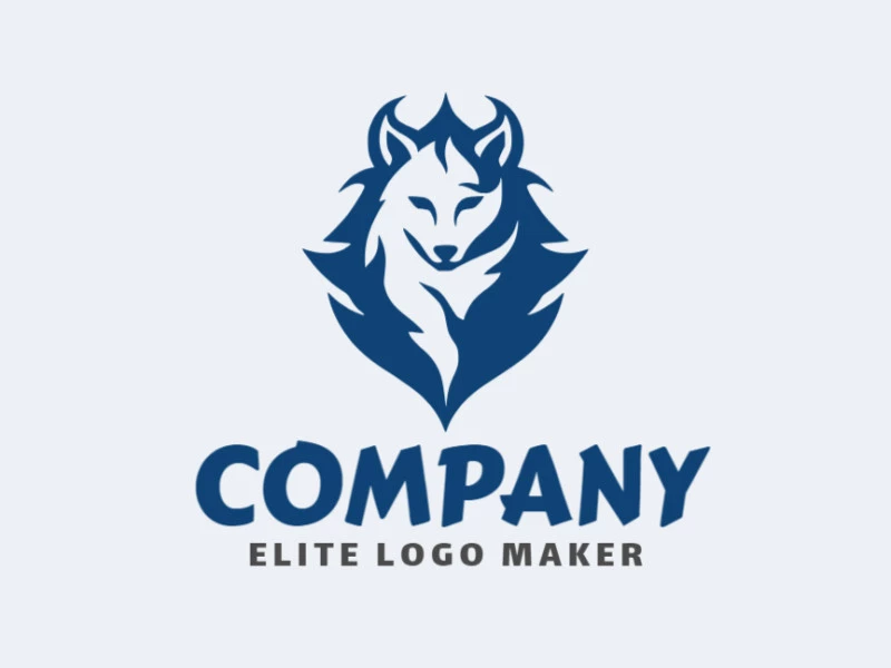 Abstract logo with solid shapes forming an wolf with a refined design and blue color.