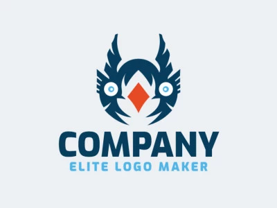 Create a logo for your company in the shape of a bluebird with an abstract style, with blue and orange colors.