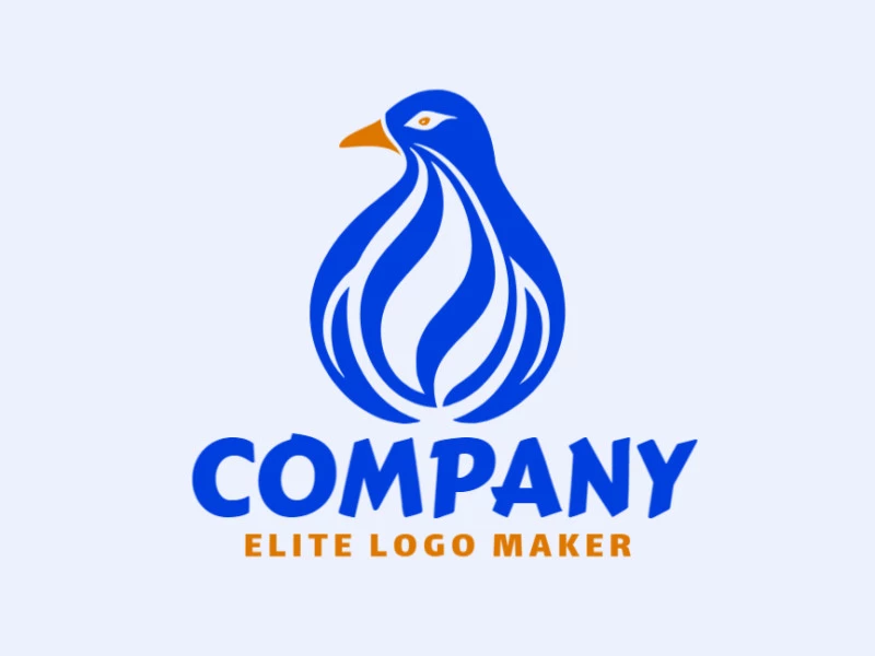 Professional logo in the shape of a bluebird with a tribal style, the colors used were dark blue and dark yellow.