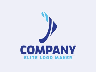 Creative logo in the shape of a boomerang, with memorable design and minimalist style, the color used is blue.