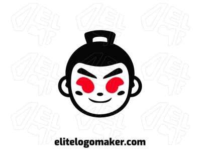 A business logo template featuring a mascot-style design of a boy with a red eye, symbolizing strength and uniqueness.