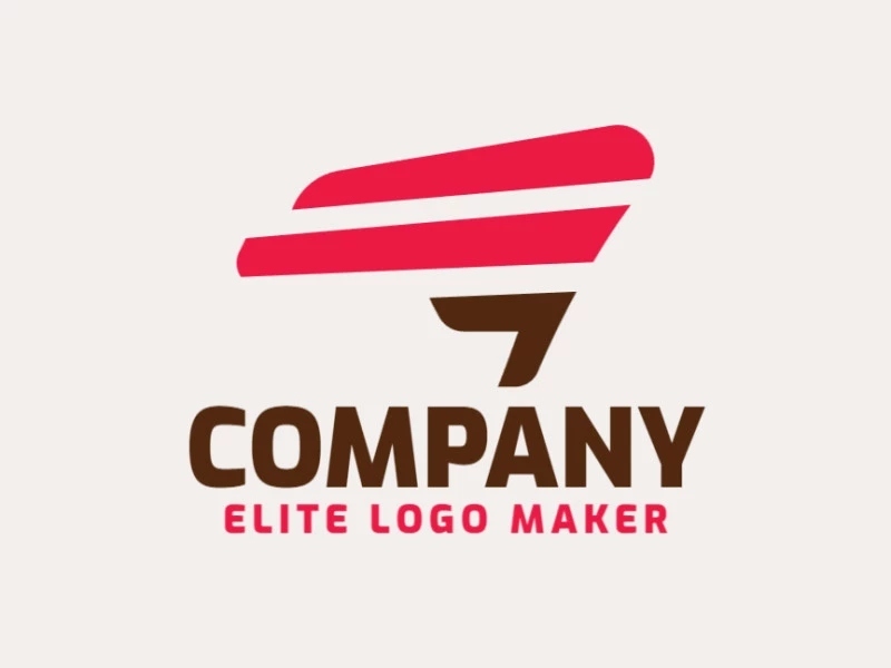 Create your own logo in the shape of a brain with a minimalist style with brown and red colors.