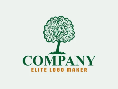 Ideal logo for different businesses in the shape of a brain tree with an illustrative style.