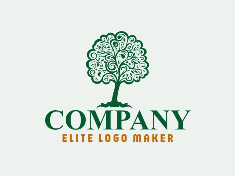 Ideal logo for different businesses in the shape of a brain tree with an illustrative style.