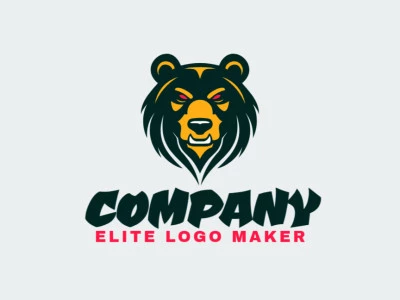 A symmetric logo featuring the bold head of a bear, with striking black, pink, and yellow accents, evoking courage and strength.