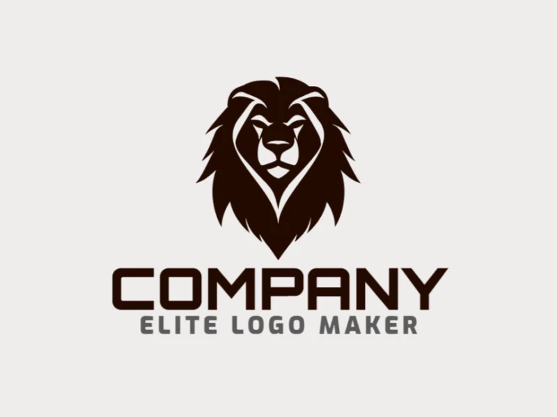 Create an ideal logo for your business in the shape of a brave lion head with a simple style and customizable colors.