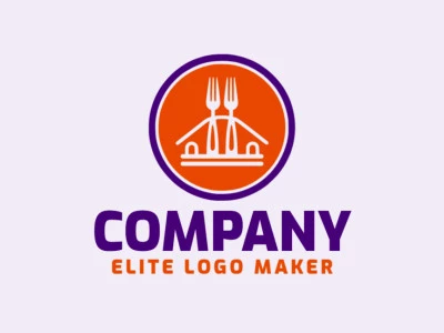 Professional logo in the shape of a bridge combined with a fork with an circular style, the colors used was blue and orange.